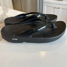 Oofos Oolala Luxe Black Flip Flop Recovery Sandals Womens Sz 7 Thong