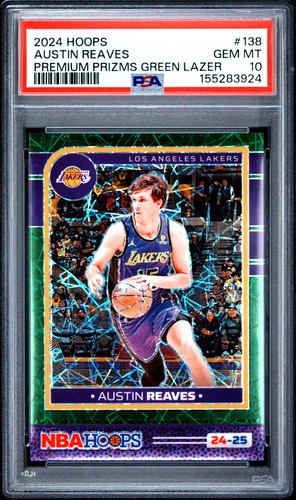 2024 PANINI NBA HOOPS PREMIUM PRIZMS GREEN LAZER #138 AUSTIN REAVES 15/25 PSA 10