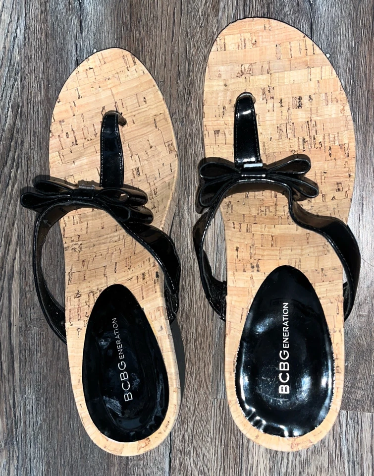 BCB Generation 丁字裤凉鞋黑色软木鞋底女式 9.5M 码 — 第 3/4 张图片
