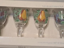 Home Casual Drinkware Hand Painted Napa Fruit Set of 4 Goblet 12 fl.oz Casual