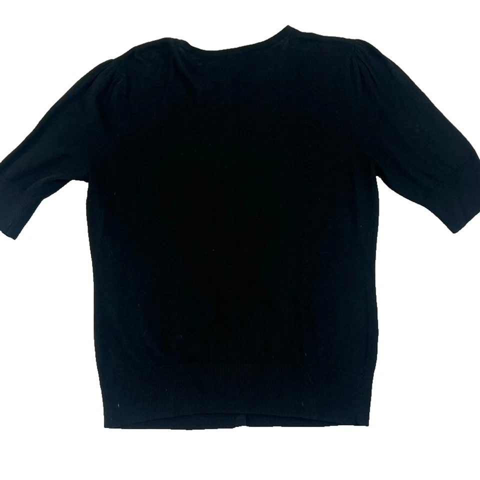 Cardigã suéter feminino ONLY MINE tamanho M preto aplique com miçangas botão manga 1/2 - Imagem 2 de 4