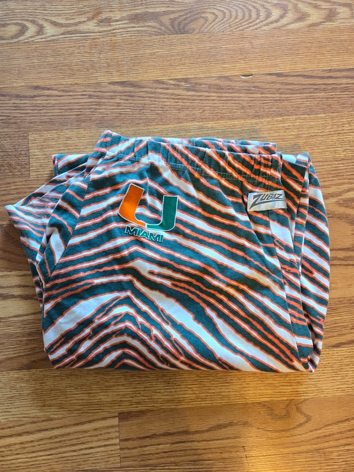 VINTAGE XL Zubaz Univ. of Miami Hurricanes Sporty Pants. Tiger Stripe