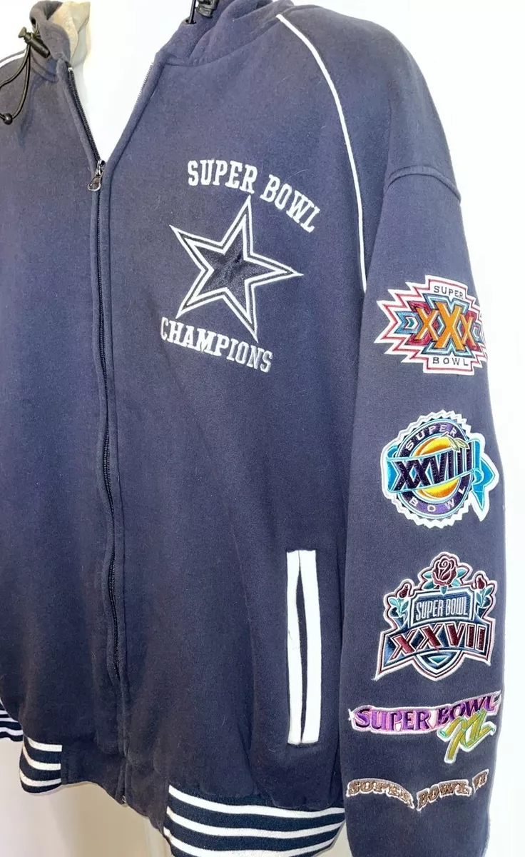 Dallas Cowboys 5 Time Super Bowl Champions Hooded Jacket Size XXL