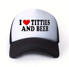 I Love Titties and Beer Snap Back Trucker Hat Cap Funny Humor Gag Gift NEW