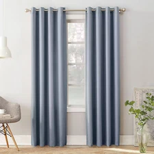 Sun Zero Cyrus Thermal Blackout Grommet Curtain Panel, 54"X63" Vintage Blue