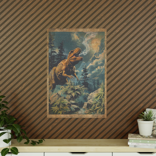Vintage CANNABIS DINOSAUR 420 Wall Art, Jurassic Marijuana Pothead Dino Decor - Picture 14 of 21
