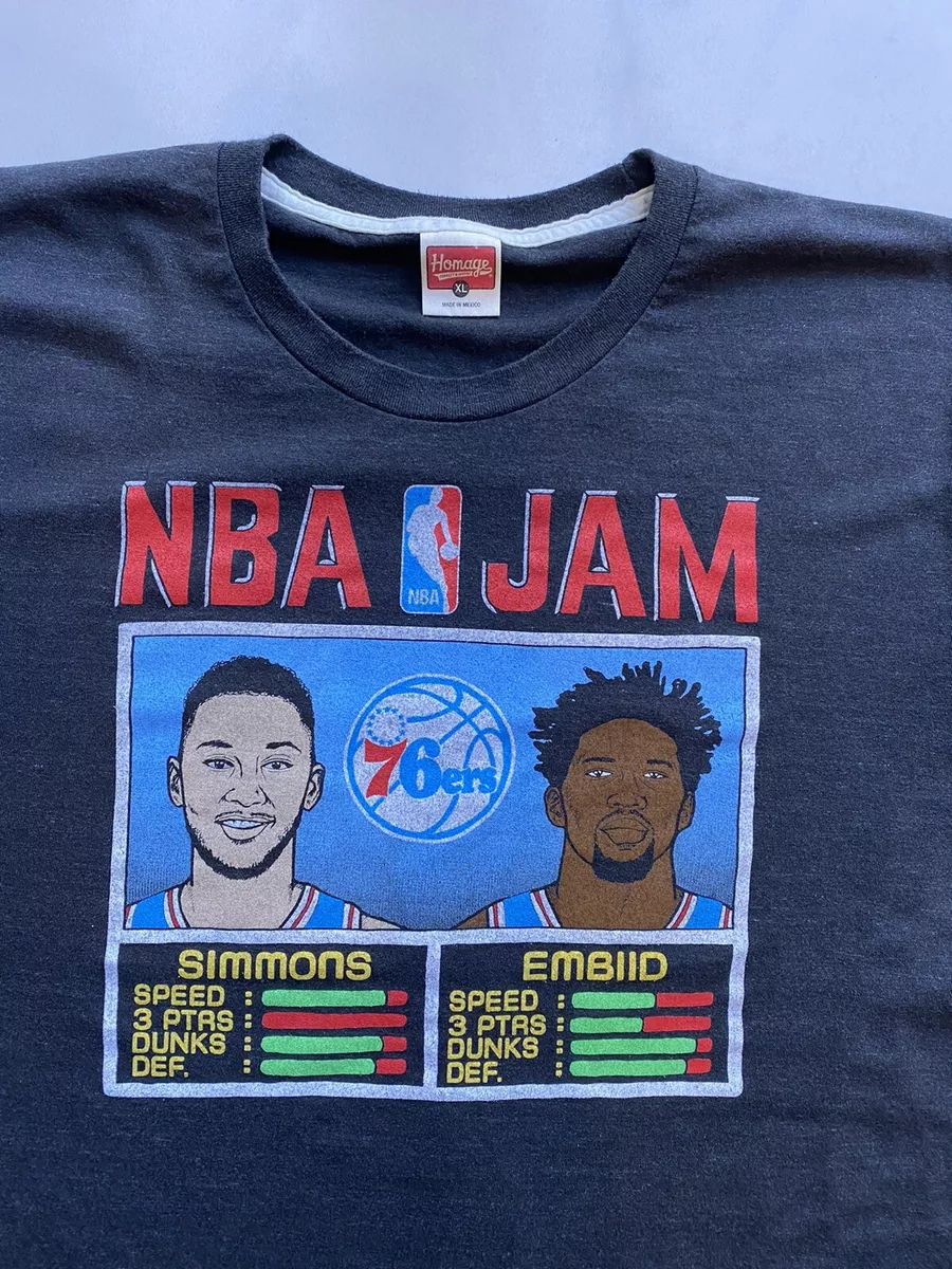 Philadelphia 76ers Ben Simmons Joel Embiid NBA JAM T-shirt 6 Sizes