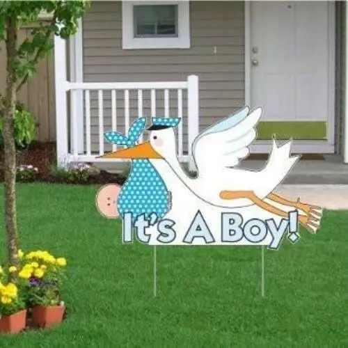 It's a Boy Birth Announcement Kit - Stork Yard Sign, Baby on Board and Baby Slee - Picture 1 of 3