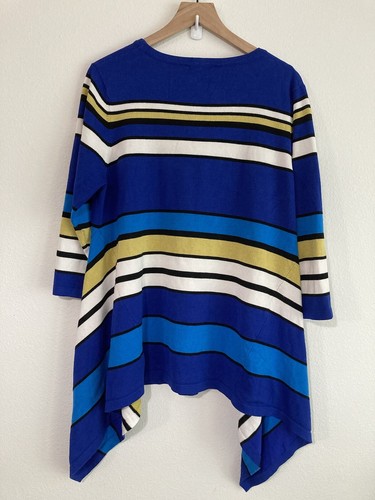 Premise Women's pullover Knit Sweater Top w/sharkbit hem sz XL Multicolor/Blue - Picture 2 of 10