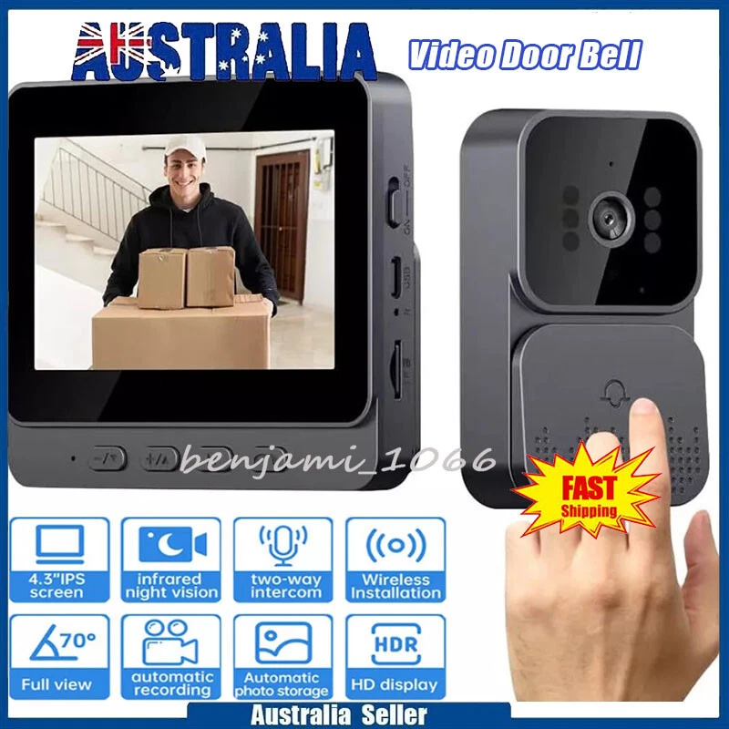 Wireless Video Door Bell WiFi Phone Intercom System with Monitor Doorbell Camera