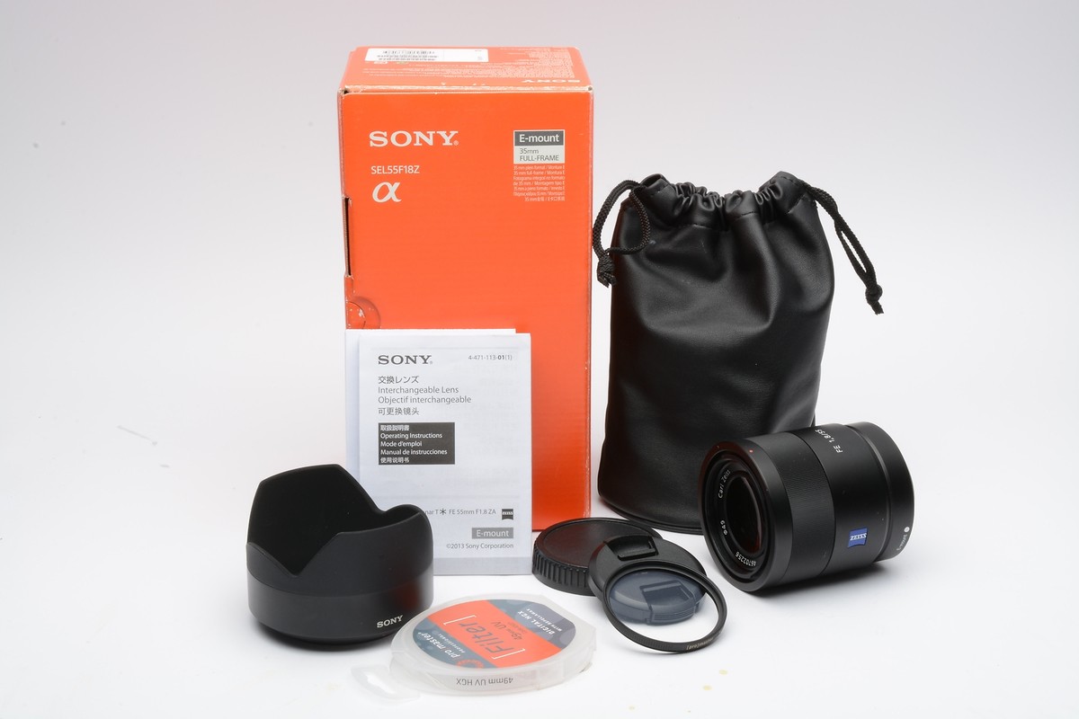 Sony Zeiss Sonnar T* FE 55mm f1.8 ZA SEL55f18Z w/hood, caps Sony Zeiss Sonnar T* FE 55mm f1.8 ZA SEL55f18Z w/hood, caps