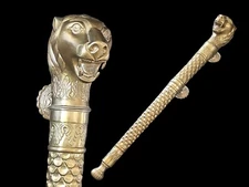 Brass Bronze Prowling Tiger Statue Figurine Huge 40 Inch Handle