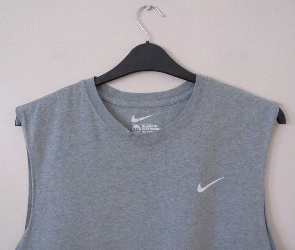 NIKE MENS GREY VEST TOP TANK TOP EMBOIDERED SWOOSH TICK SIZE XXL eBay