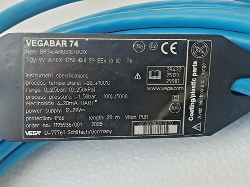 VEGA VEGABAR 74 Pressure Transmitter 0 to 2.5 Bar, BR74,AMGG1EHA3X # NEW - 第 3/5 張圖片