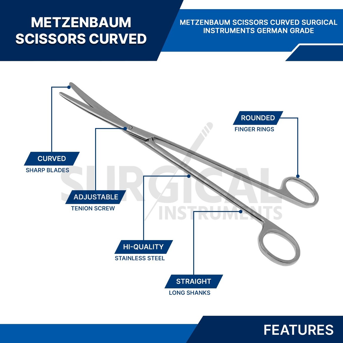 衛生医療用品・救急用品 Stainless Steel Medical Tool Germany Metzenbaum Scissors 7
