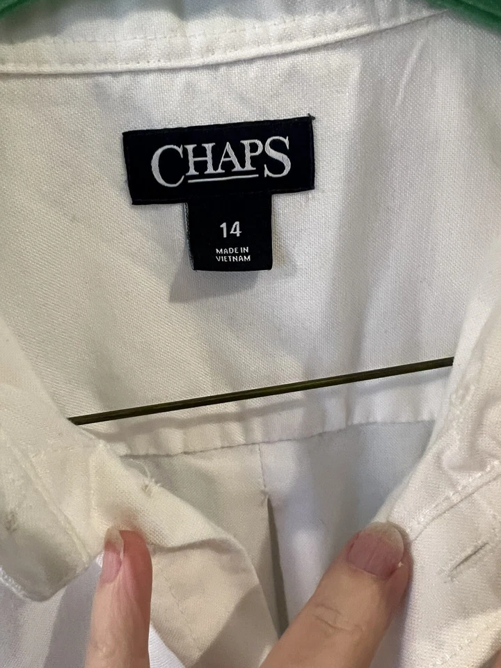 Two Boys XL Button Down Shirts - Classic White Chaps Brand And Plaid Gap kids - Image 4 of 4