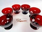 Dark Ruby Red Depression Ice Cream/Sorbet/Dessert Glasses- Set of 6