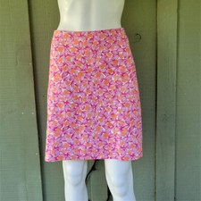 TALBOTS Pink Orange Print Stretch Cotton Skirt 2