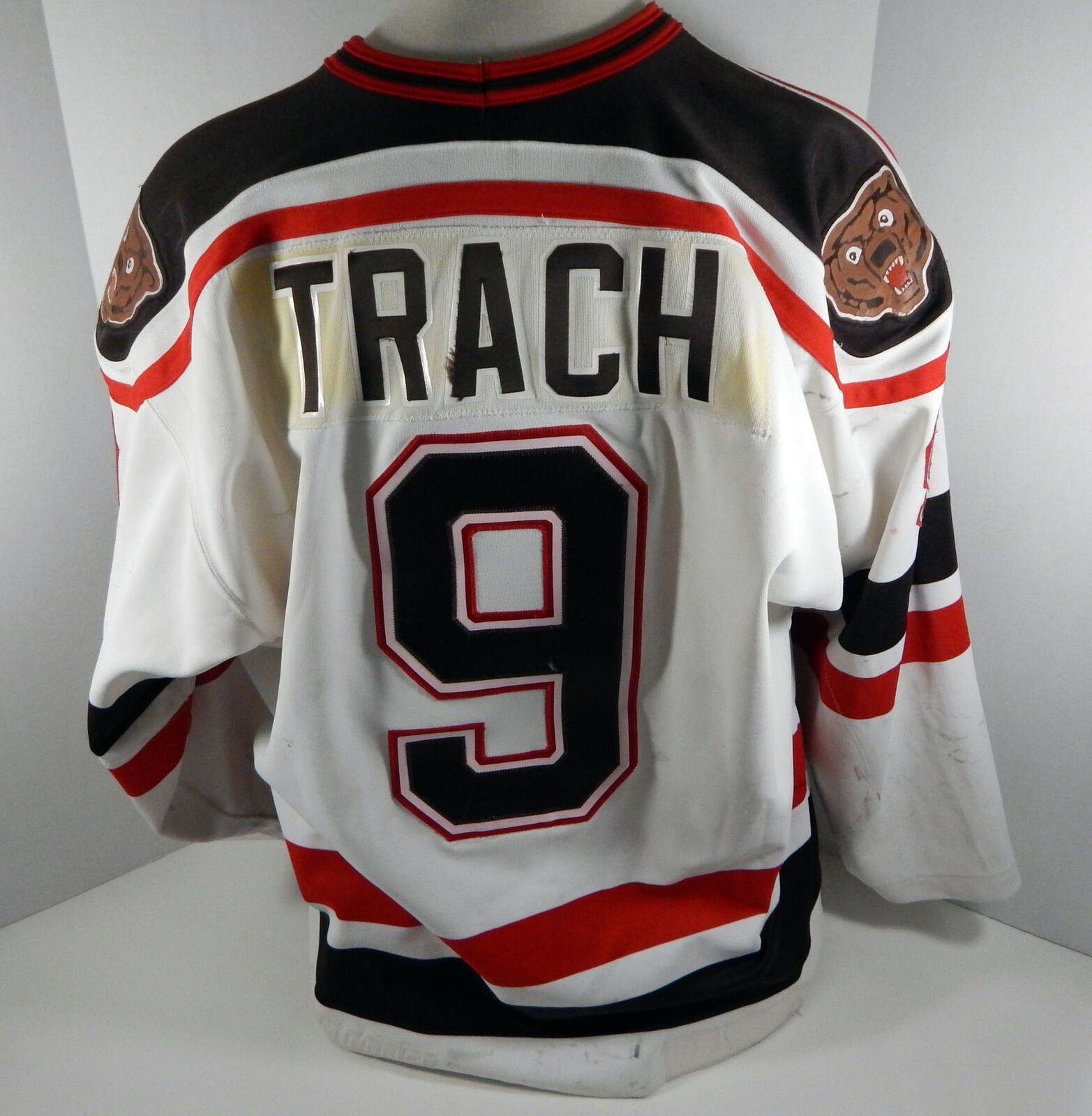 1992-95 Brown Bears Eric Trach SEAL limited product #9 White Game DP01752 Used Jersey trust
