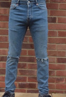 Brand New Topman Blue Vintage Wash Ripped Stretch Skinny Jeans ALL SIZES  UK