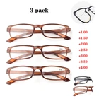 3x TR90 Reading Glasses Women's Black Brown Plastic Rectangle Frame +1.00/+4.00