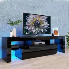 LED High Gloss TV Stand Entertainment Center Media Console Cabinet for 70" TVs