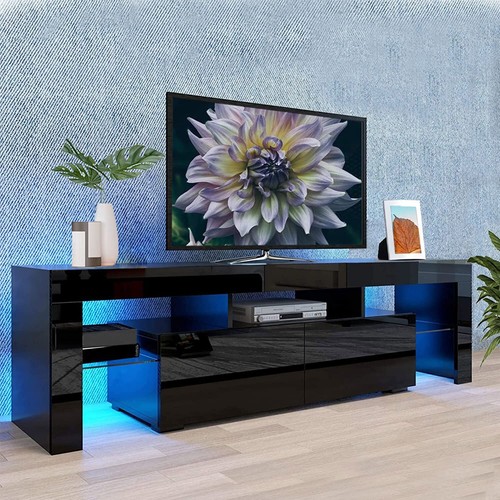 LED High Gloss TV Stand Entertainment Center Media Console Cabinet for 70" TVs