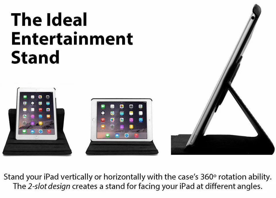 Leather 360 Rotating Smart Case Cover Apple iPad Air 2 Pro 10.5 / 9.7 Air 10.2 - Image 3 of 4