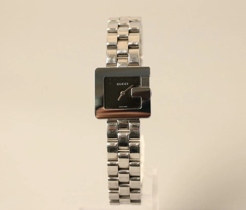 GUCCI 3600L 24mm Quadrante Nero Argento Acciaio Inox Quarzo Orologio Donna... - Immagine 3 di 4