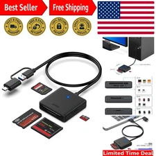 Memory Card Reader,  4In1 USB 3.0 and USB-C to SD Micro SD MS CF Card Reader Ada