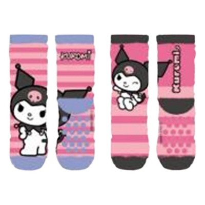 Hello Kitty Kuromi 2 Pack Kids Socks Fluffy Anti Slip Multicoloured