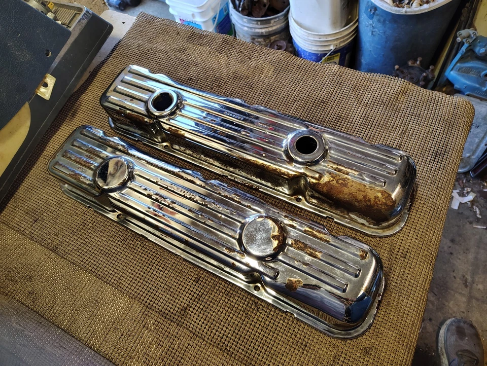 Buick Skylark GS Stage 1 Riviera 1970-72 OEM cromo 455 cubiertas de válvula 1232068 69 Foto 4 de 4