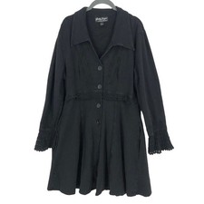 Gretty Zueger Womens Sweater Shacket Black Long Sleeve XL Cotton Pockets Boho