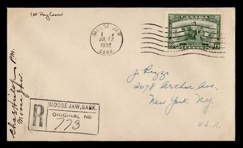 DR WHO 1932 CANADA FDC OTTAWA CONFERENCE MOOSE JAW SASK REGISTERED M76511