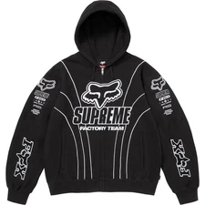 Supreme Fox Racing Zip Up Hooded Sweatshirt Black