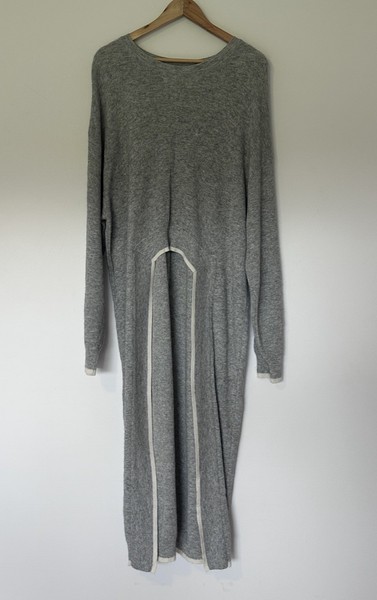 ASOS Alpaca Blend Grey Knit Asymmetrical Avant-Garde Maxi Dress Size 16