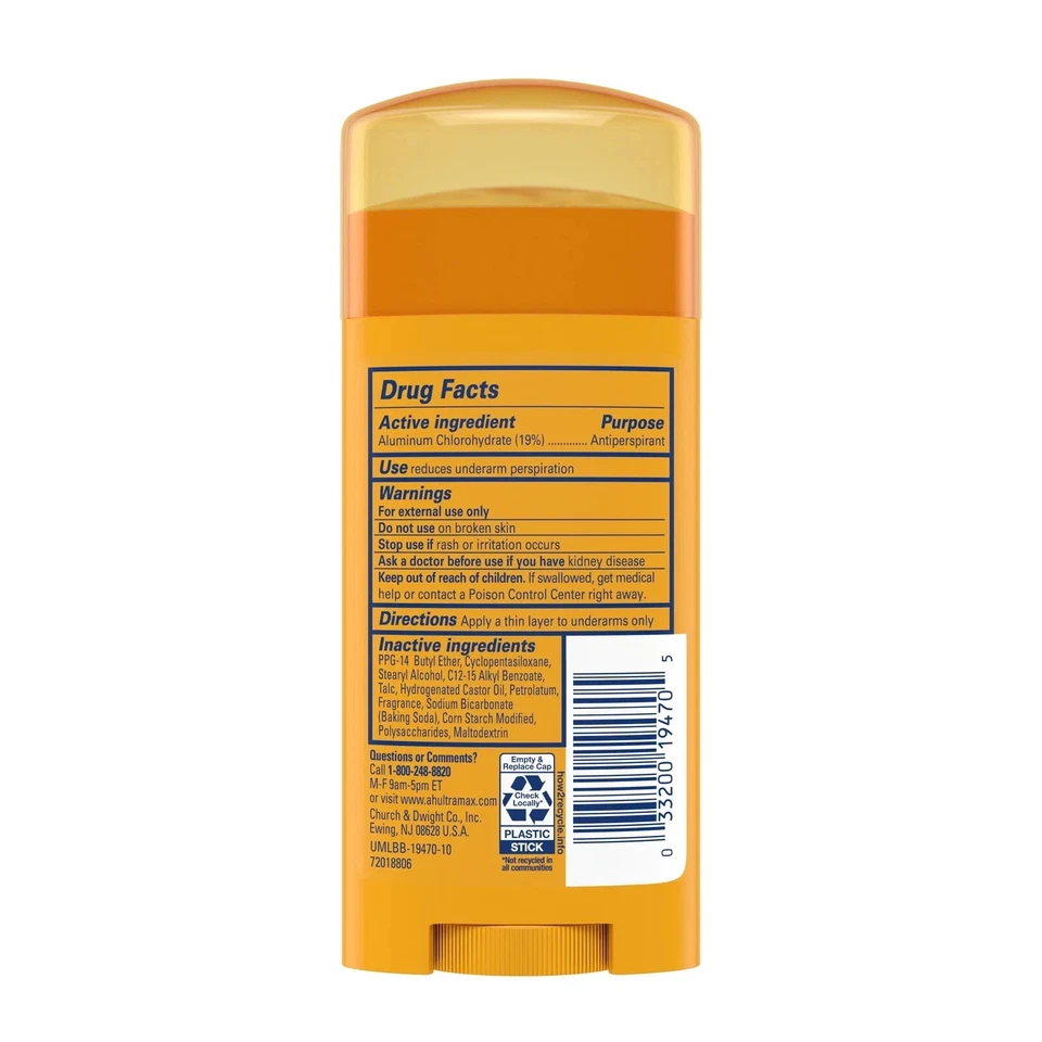 Arm & Hammer - Deodorant UltraMax 固体粉末新鲜 - 2.6 盎司 - 12 包 — 第 2/2 张图片