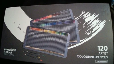 Crawford & Black 120 Artist Colouring Pencils Set. High Quality Pigment. New
