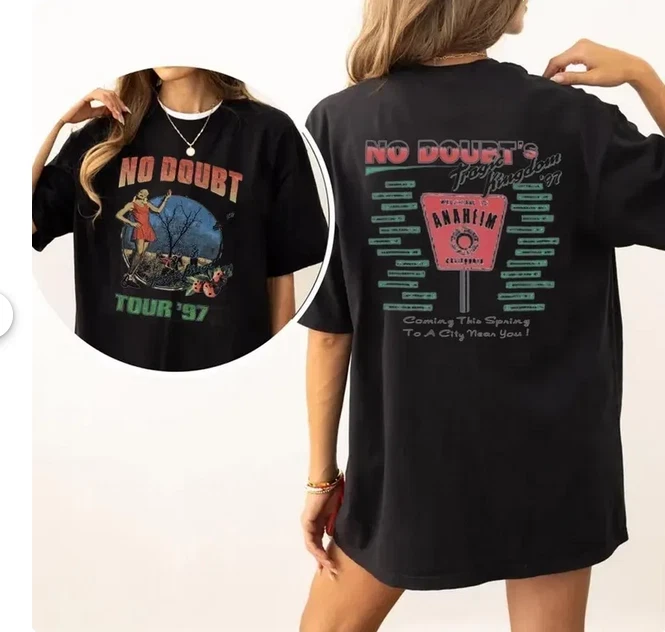 Vintage 1997 No Doubt Tragic Kingdom Tour Double Sided T-Shirt Retro Band Tee
