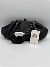 Jessica McClintock Gunne Sax Black Poly Clutch Purse Chain Strap Evening Bag