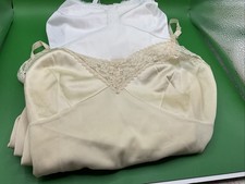 Two Vintage Vanity Fair Nylon Full Slips Size 36, Beige, White