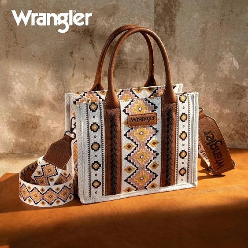 ❤️ WRANGLER Southwestern Print Canvas Bag / Earthtone Aztec Crossbody Tote Handtasche - Bild 1 von 13