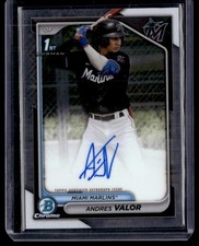 ANDRES VALOR 2024 BOWMAN CHROME PROSPECT AUTOGRAPHS RC AUTO MIAMI MARLINS