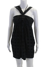 Marc By Marc Jacobs Womens Gathered Sleeveless Halter Mini Dress Black Size 8