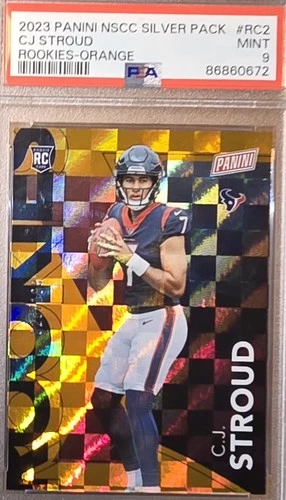 CJ STROUD ORANGE ROOKIES #/199 -2023 PANINI NATIONAL SILVER PACK - PSA 9 MINT RC