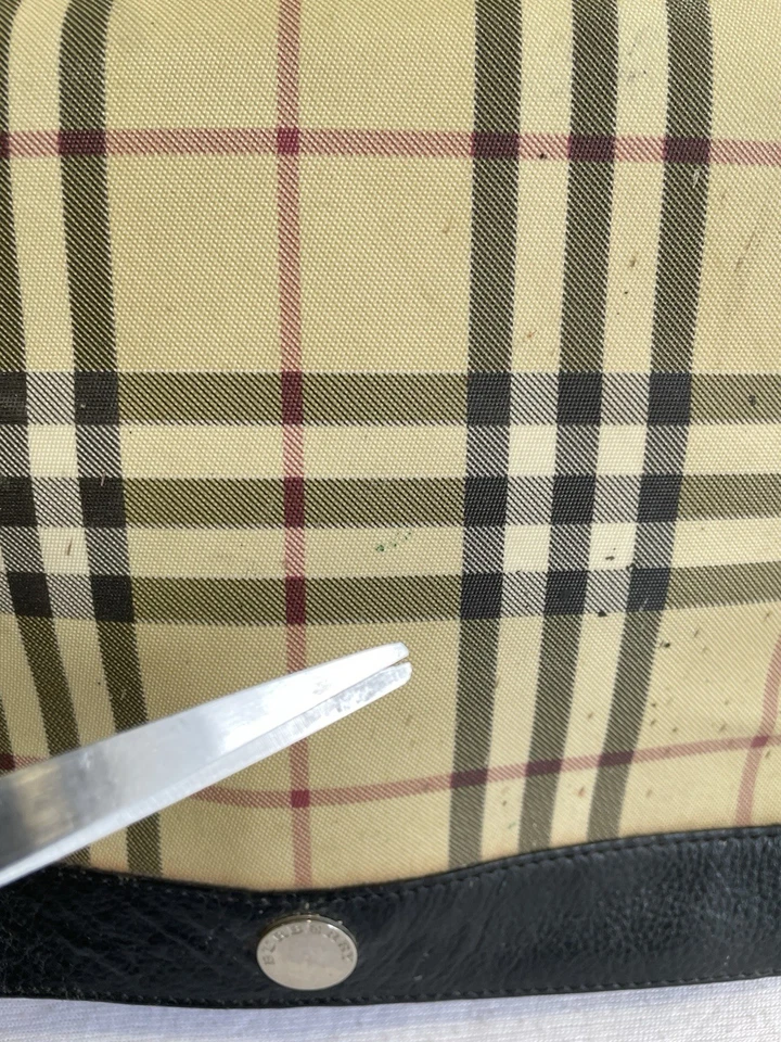 AS# Burberry London Nova Check Shoulder Bag Beige Black Leather Trim Crossbody - Image 3 of 4