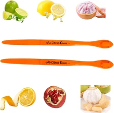 2-Pack Orange Peelers, Easy Citrus Remover Tool Set, Plastic Orange and Lemon Pe
