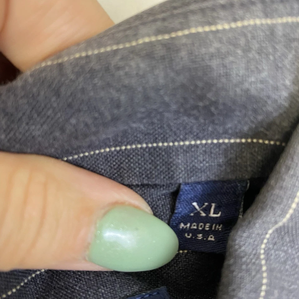 Camisa Burberry London XL negra/blanca a rayas abotonada manga larga hecha en EE. UU. Foto 4 de 4