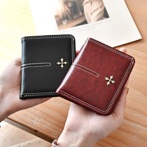 Women Oil Wax Leather Wallet Bilfold Wallet Coin Pocket Purse Credit Card Holder