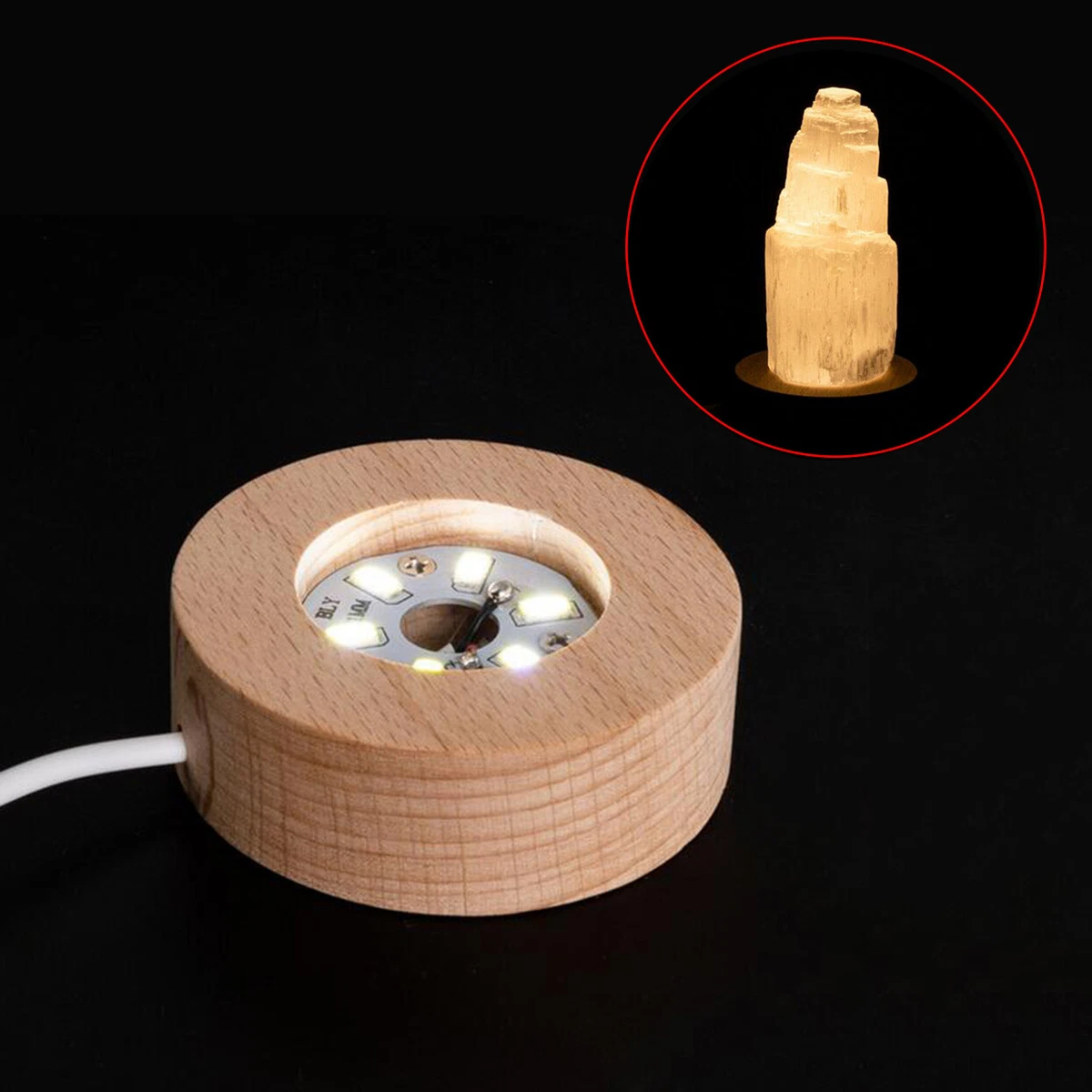 Wooden Base LED Light Lamp Display Holder Desktop 3D Night Light Stand